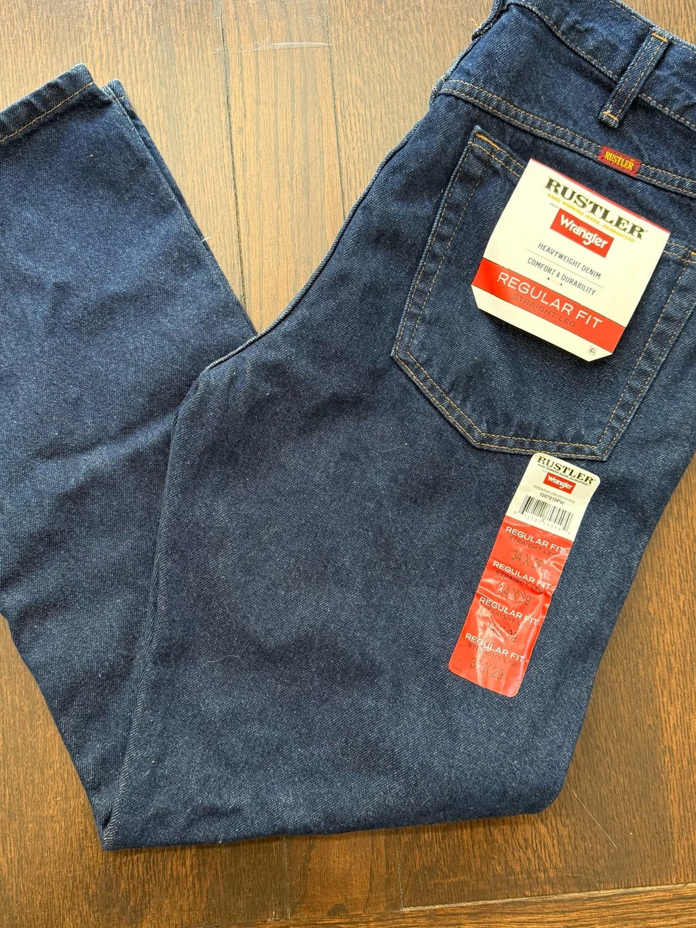 NWT Wrangler Men's Rustler Dark Blue Relaxed Fit Jeans 34x29